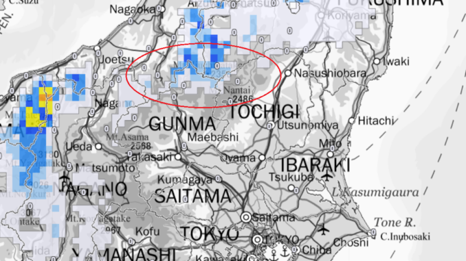 Riesgo de nevada en las montañas del norte de Kanto