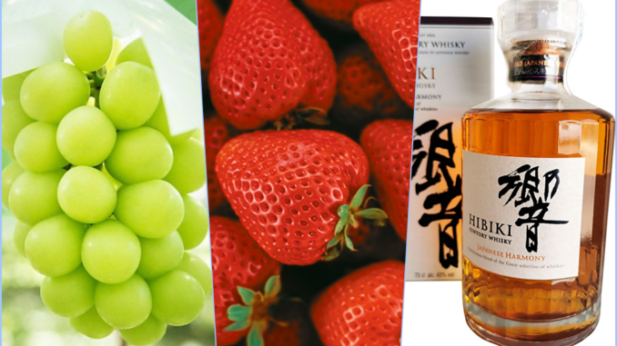 Uva Shine Muscat, fresa Amao y whisky Suntory