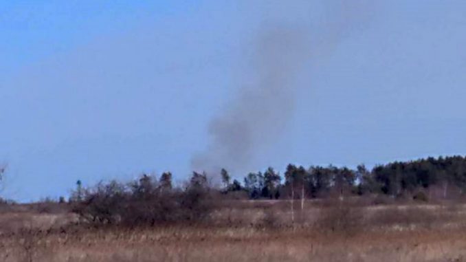 Humareda tras el ataque en Bielorrusia, frontera con Ucrania
