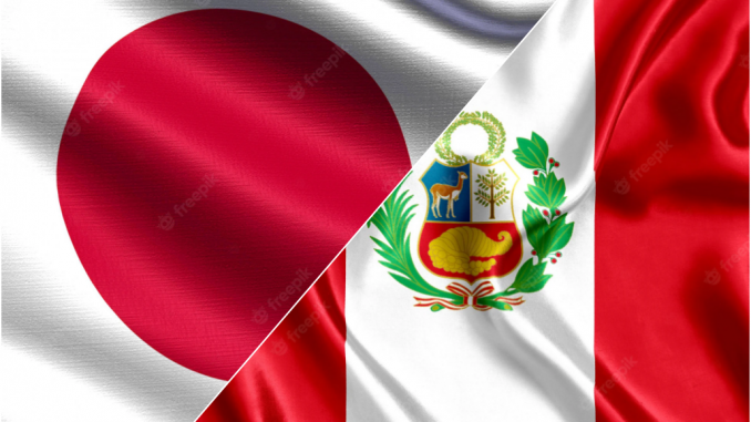 Banderas de Peru y Japon