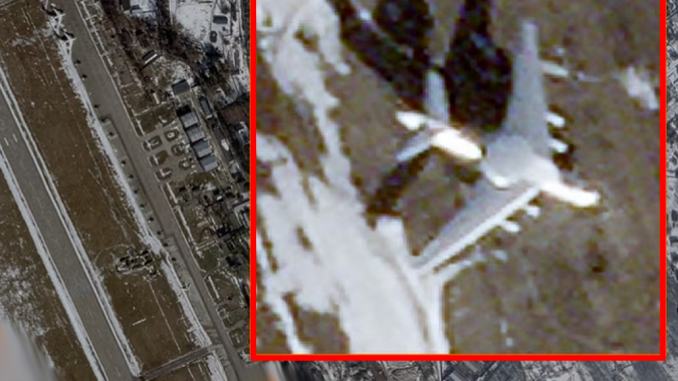Imagen satelital del avión dañado en Bielorrusia (Foto Radio Libertad)