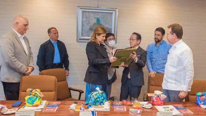 Encuentro de la vicepresidenta Peña y el alcalde Onozawa, de Aikawa-machi
