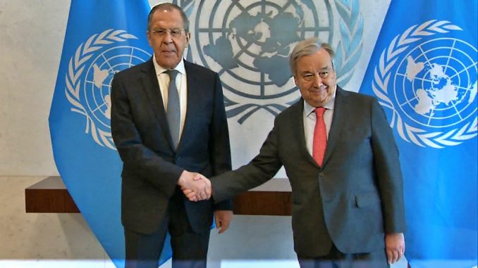 El Secretario General de la ONU, Antonio Guterres (der), y el Ministro de Asuntos Exteriores ruso, Sergei Lavrov (Foto ONU)