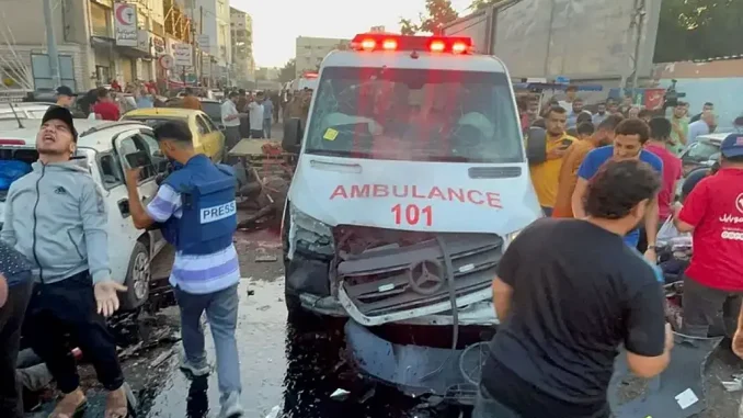 Ambulancia atacada en Gaza