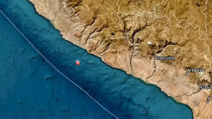 Epicentro del sismo en Arequipa, Perú (Instituto Geofísico del Perú)