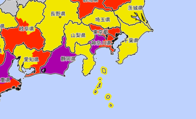 18.00 horas, máxima alerta en la mitad de Kanagawa