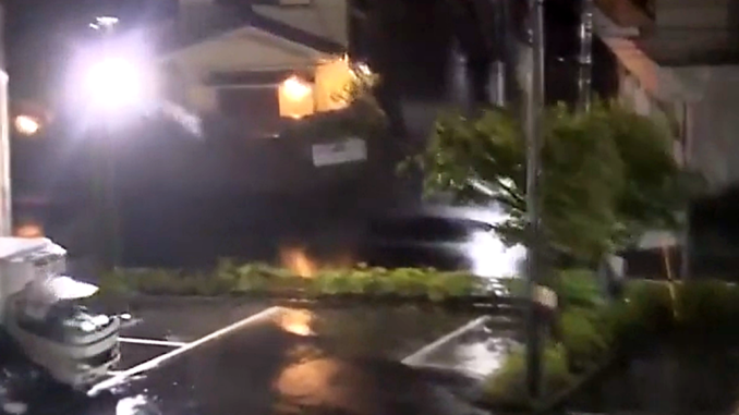 Fuertes vientos y lluvias en Choshi, en Chiba
