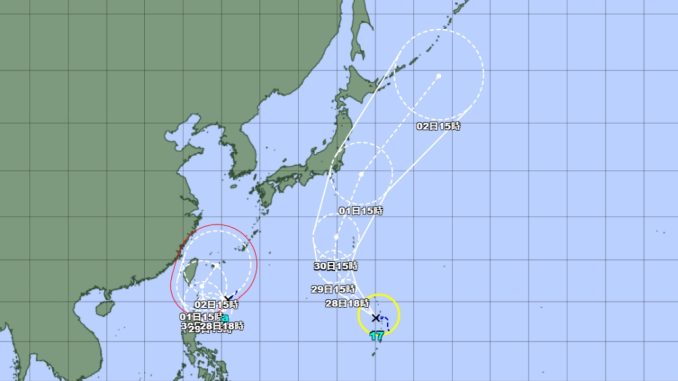 18.00 trayectoria del tifon 17 y amenaza del 18