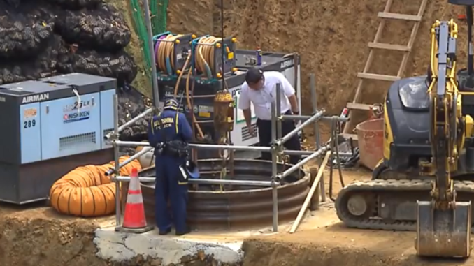 Obra de construcción en Kihara, Kagoshima,lugar del incidente (NTV)