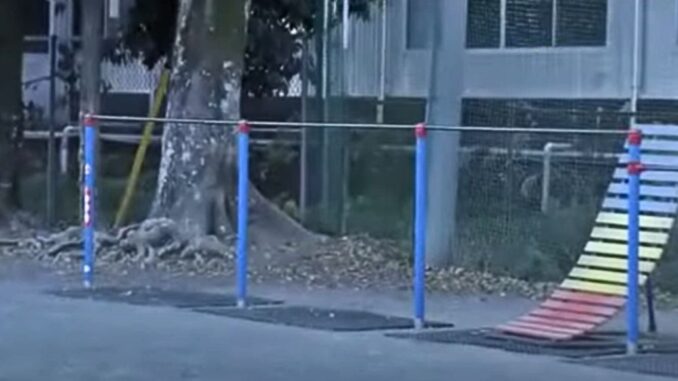 Área de juegos en la Escuela Primaria Hanishi, en Fujieda, Shizuoka, donde se realizó el hallazgo