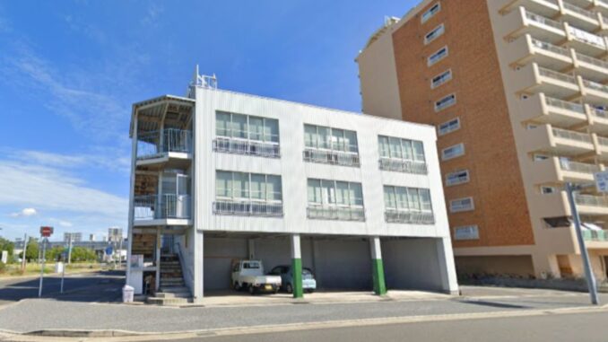 Edificio en Ujina Kaigan, distrito de Minami, Hiroshima, lugar del incidente