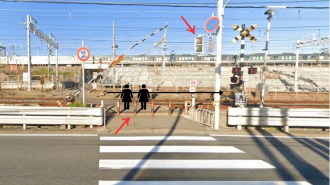 Paso a nivel en Kobe donde dos jóvenes fueron arrolladas por un tren.