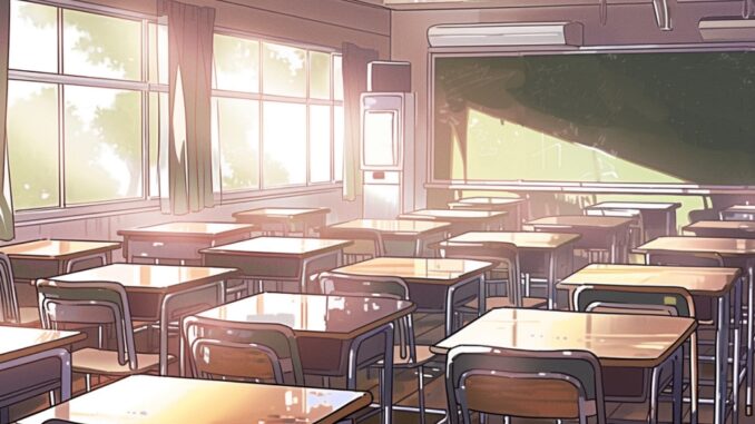 Aula de escuela japonesa hecha en IA