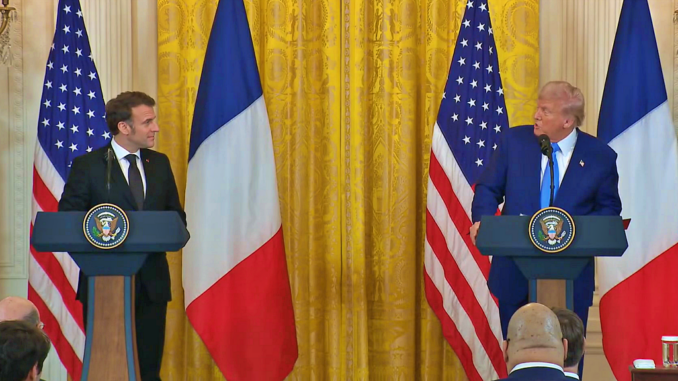 Trump y Macron en conferencia de prensa tras el encuentro en Washington