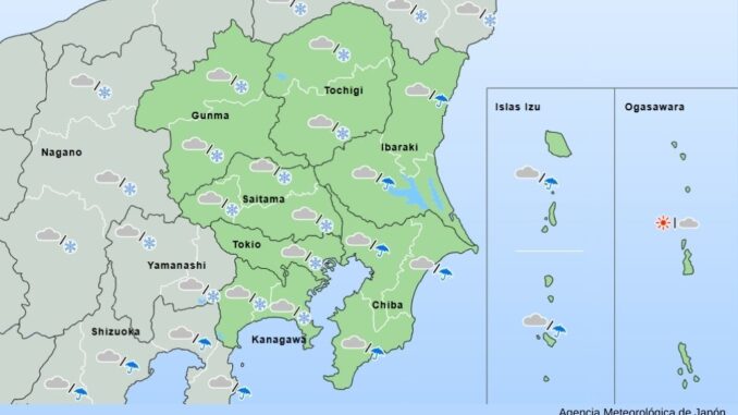 Pronóstico de nieve en Kanto-Koshin (Agencia Meteorológica de Japón)