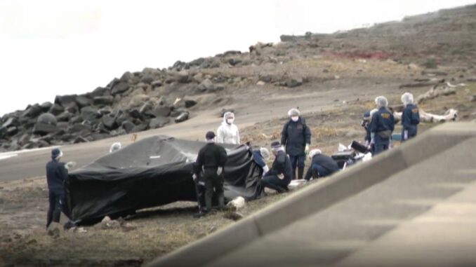 Lugar del hallazgo en la playa de Shimonogo, Miyagi, donde se encontró el cadáver
