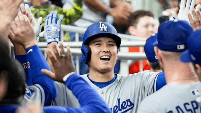 Ohtani celebra su noveno jonrón de la temporada 2025