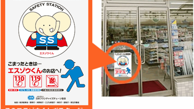 Póster del Programa de Estación Segura que está en la puerta de muchas tiendas de conveniencia en Japón