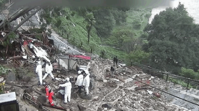 Deslizamiento en Kosa machi. Una casa quedó destruida