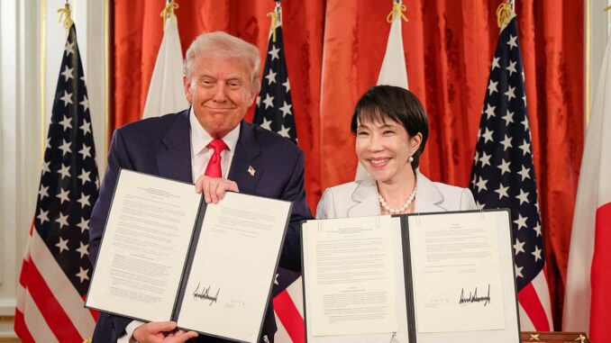Trump y Takaichi, suscriben acuerdos en Tokio